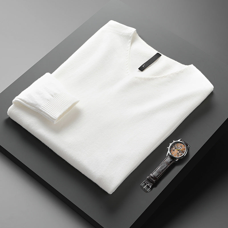 Men's Solid Color And V-neck Sweater Men's Autumn And Winter