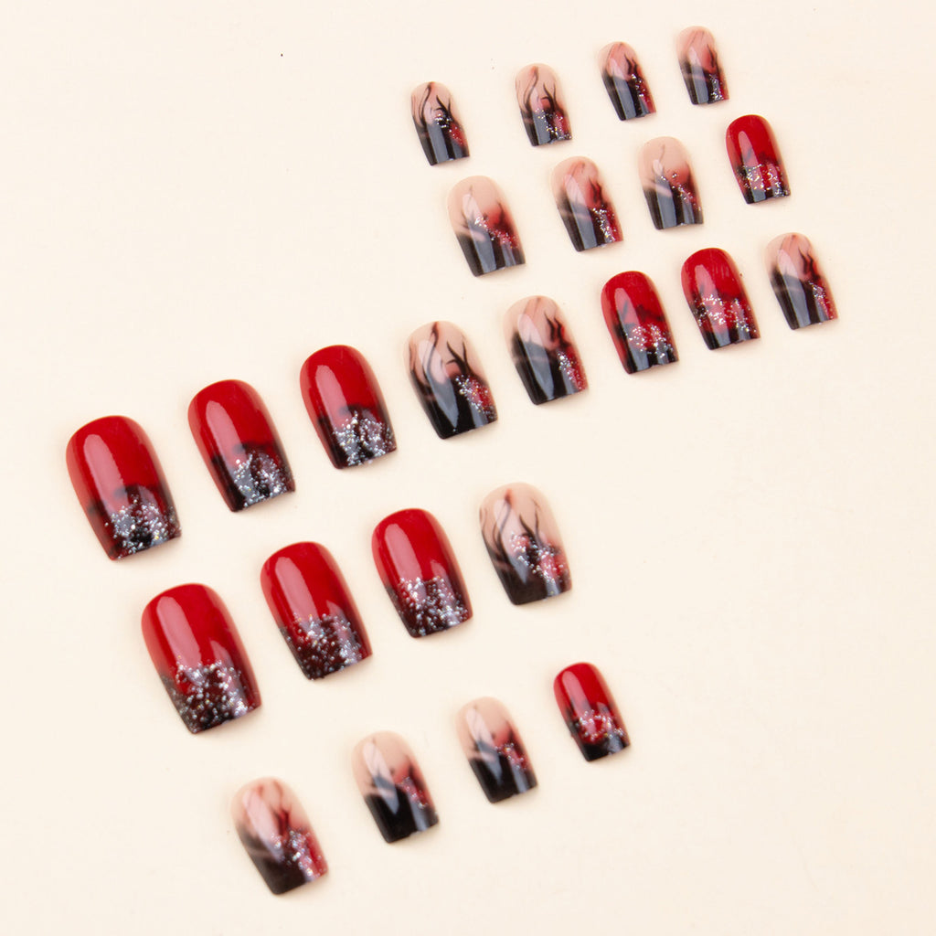 Colorful Flame Fire Pattern Fake Nail Patch - EL CHEG