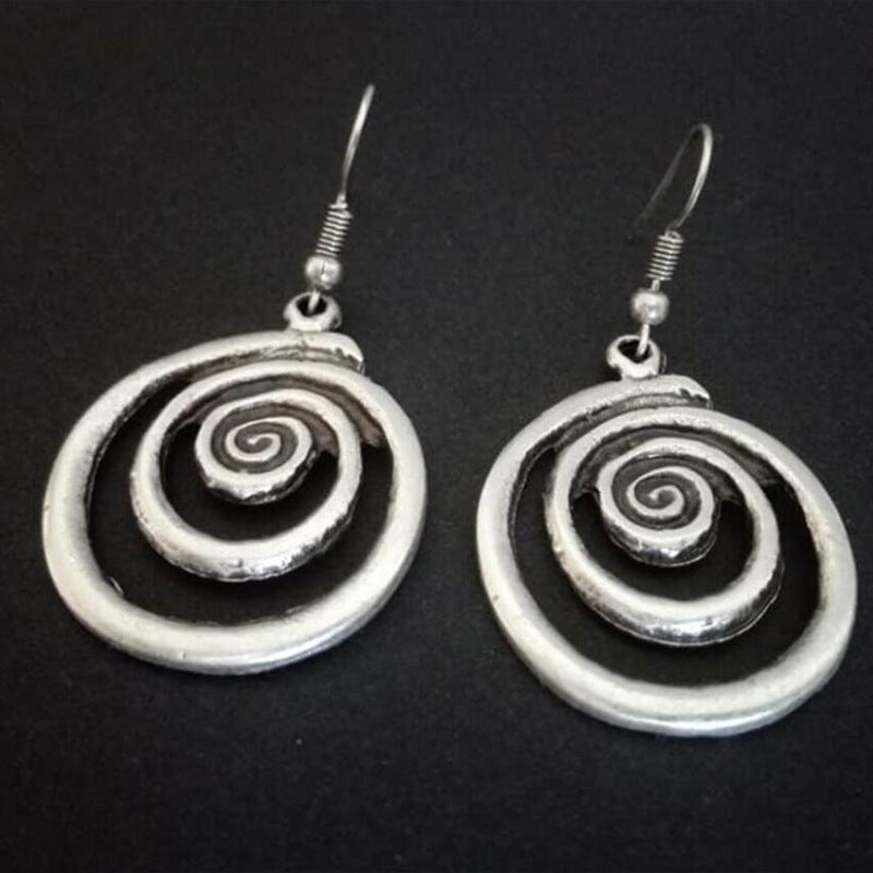 RETRO Geometric Spiral Distressed Earrings