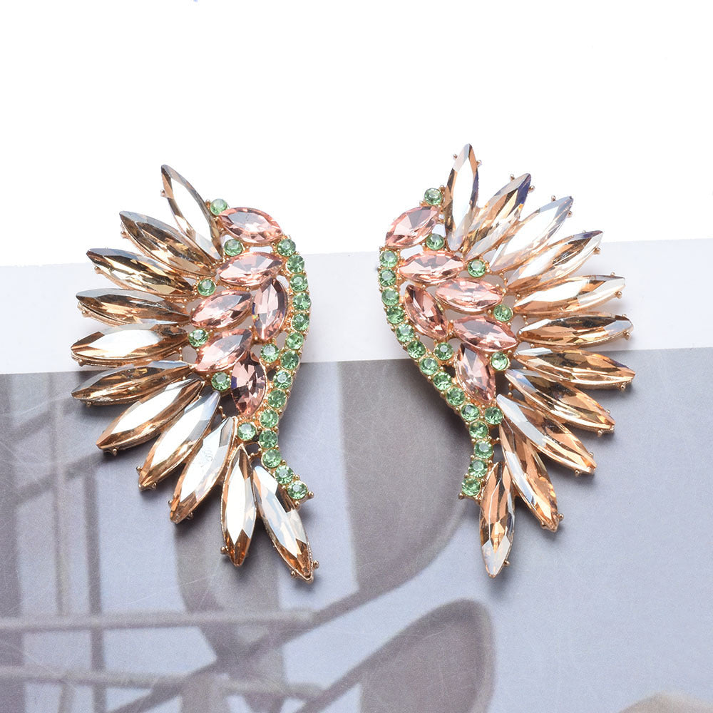 Women's European And American Exaggerated Diamond Long Flower Earrings