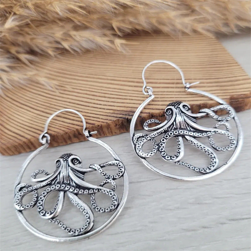 Vintage Alloy Octopus Earrings Simple Personality