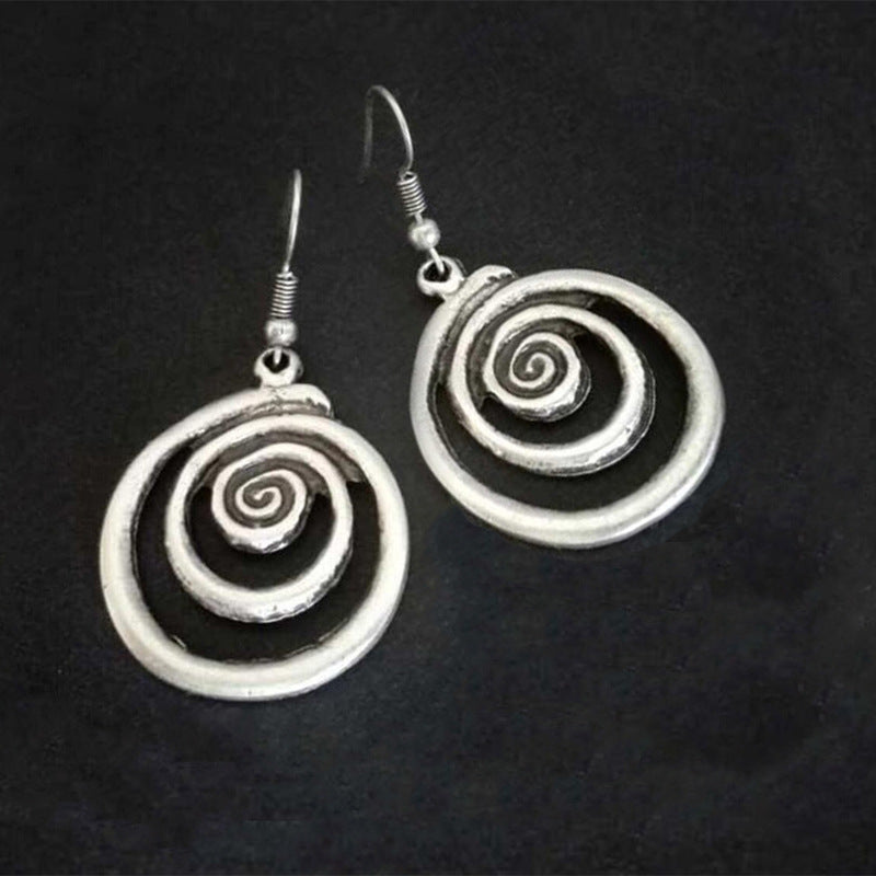 RETRO Geometric Spiral Distressed Earrings