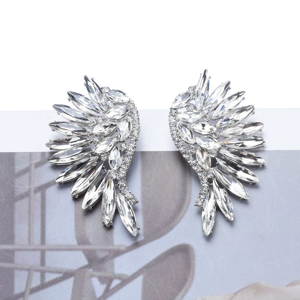 Women's European And American Exaggerated Diamond Long Flower Earrings
