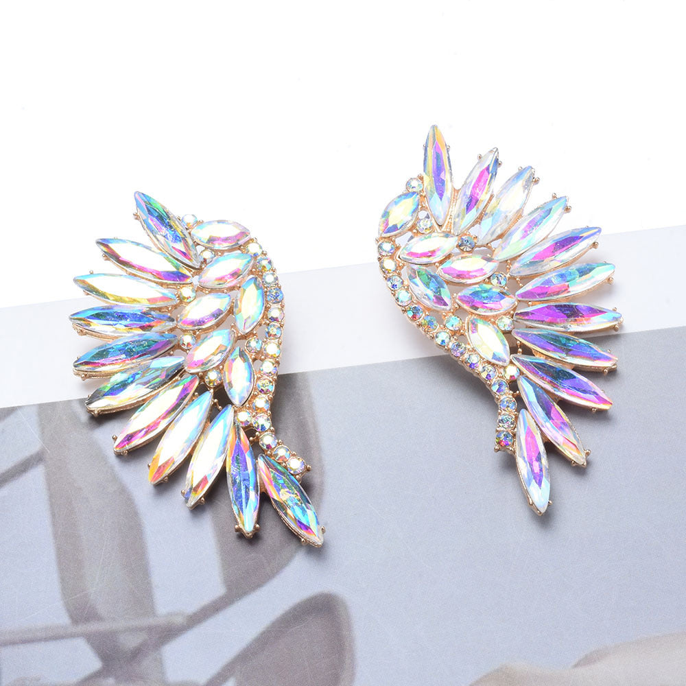 Women's European And American Exaggerated Diamond Long Flower Earrings