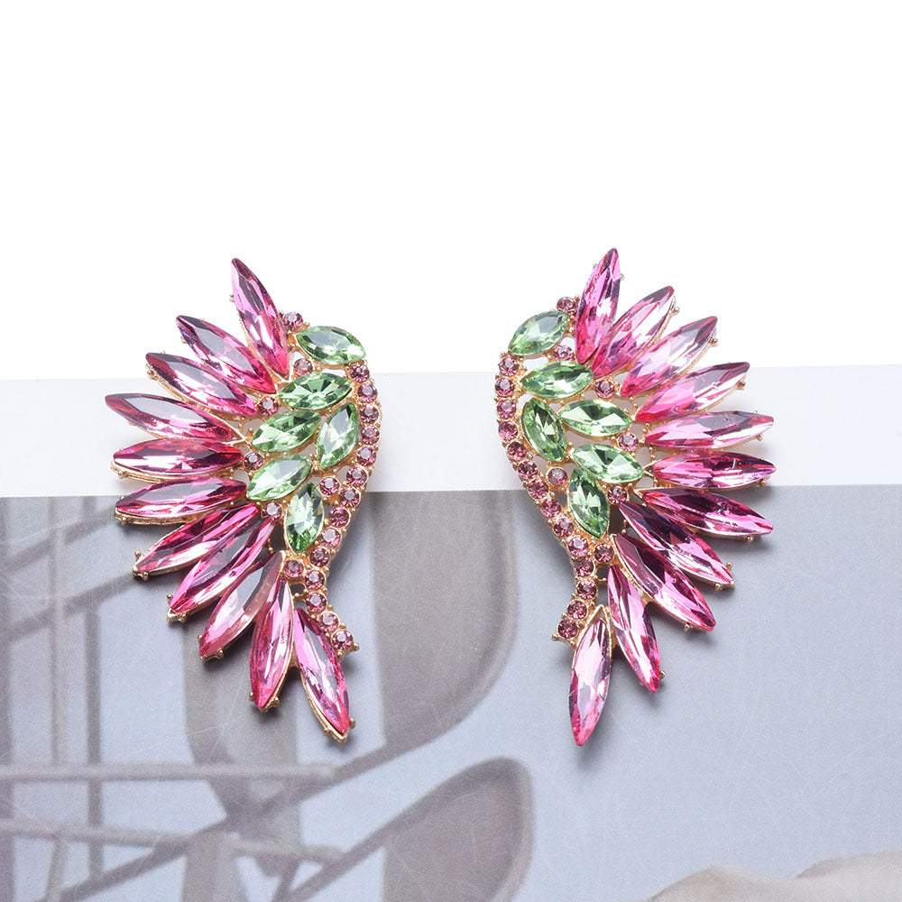 Women's European And American Exaggerated Diamond Long Flower Earrings