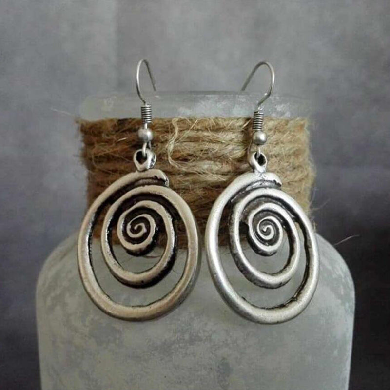 RETRO Geometric Spiral Distressed Earrings