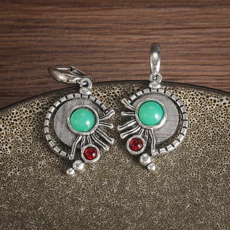 Boho Turquoise Retro Creative Personality Alloy Quality Earrings