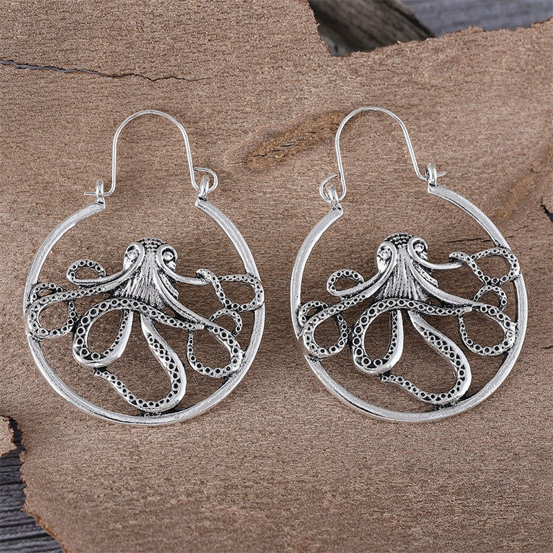 Vintage Alloy Octopus Earrings Simple Personality