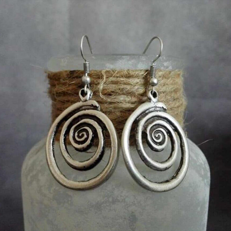 RETRO Geometric Spiral Distressed Earrings