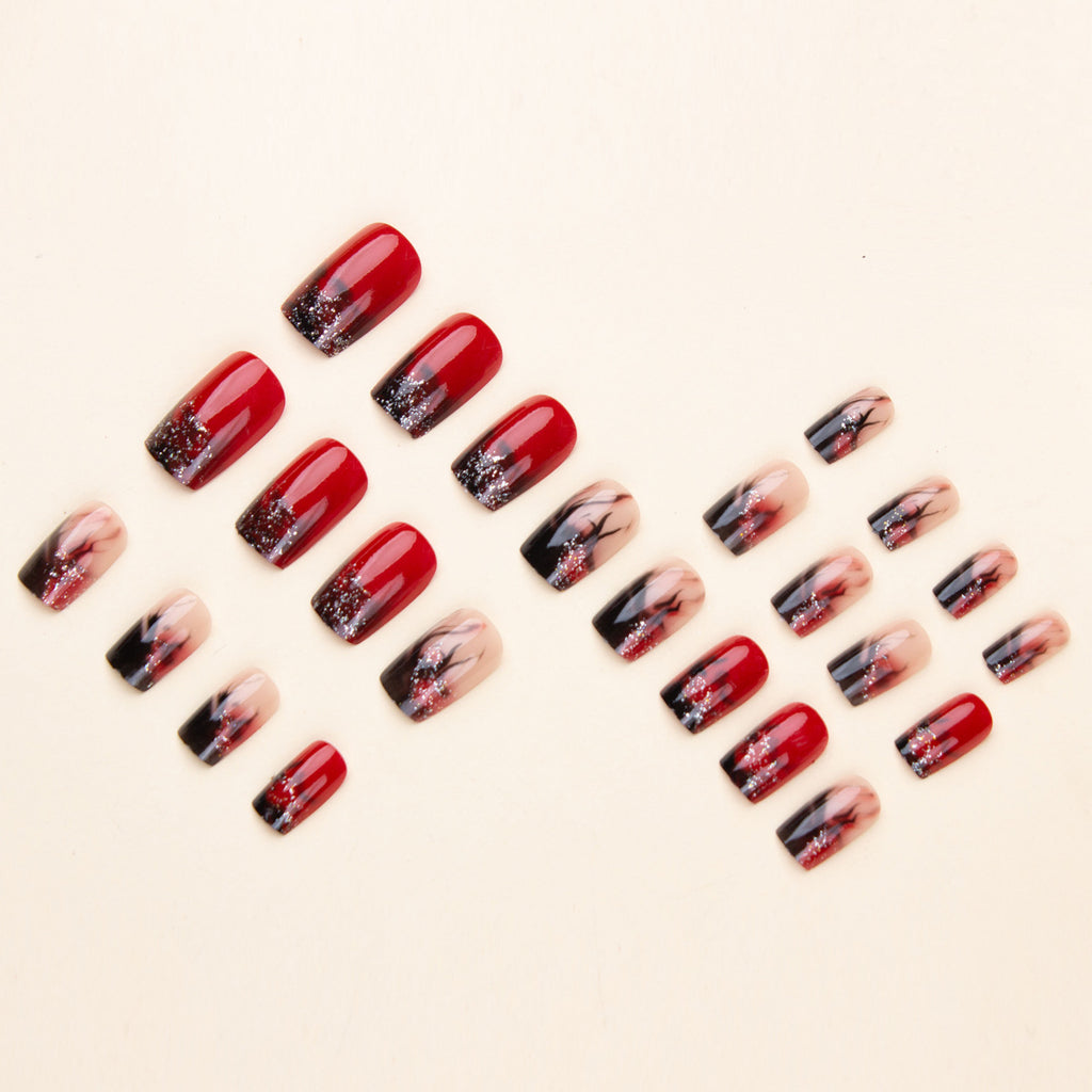 Colorful Flame Fire Pattern Fake Nail Patch - EL CHEG