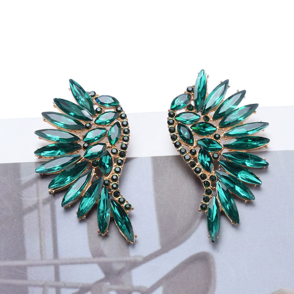 Women's European And American Exaggerated Diamond Long Flower Earrings