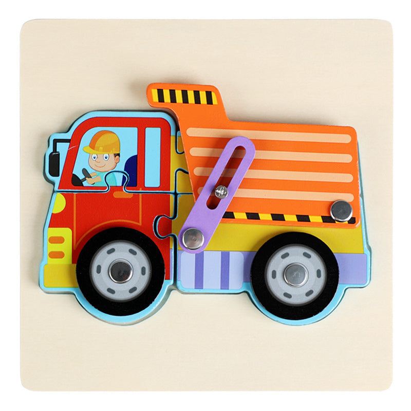 Children Early Childhood Education Develop Wooden Traffic Puzzle Toys.