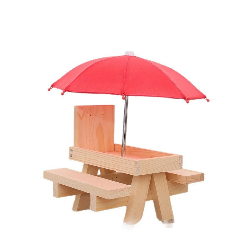 Wooden Outdoor Chipmunk Feeder Pet Dining-table Corn Bracket With Bench