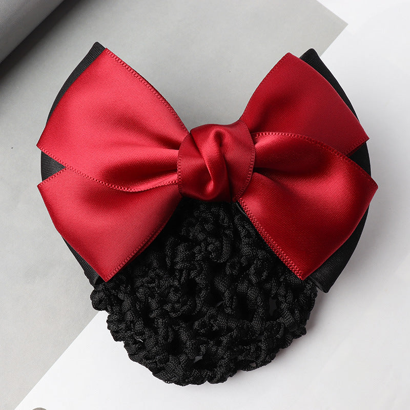 Professional Headdress Flower Bow Net Pocket Worker Work Plate Hair Clip Ornament