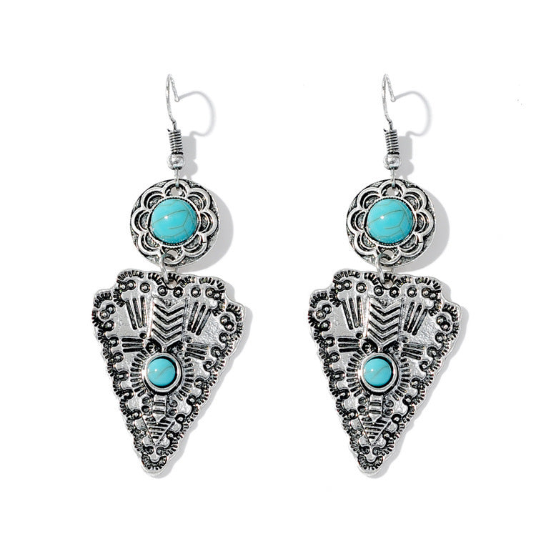 Retro Old Triangle Water Drop Holiday Travel Photo Earrings
