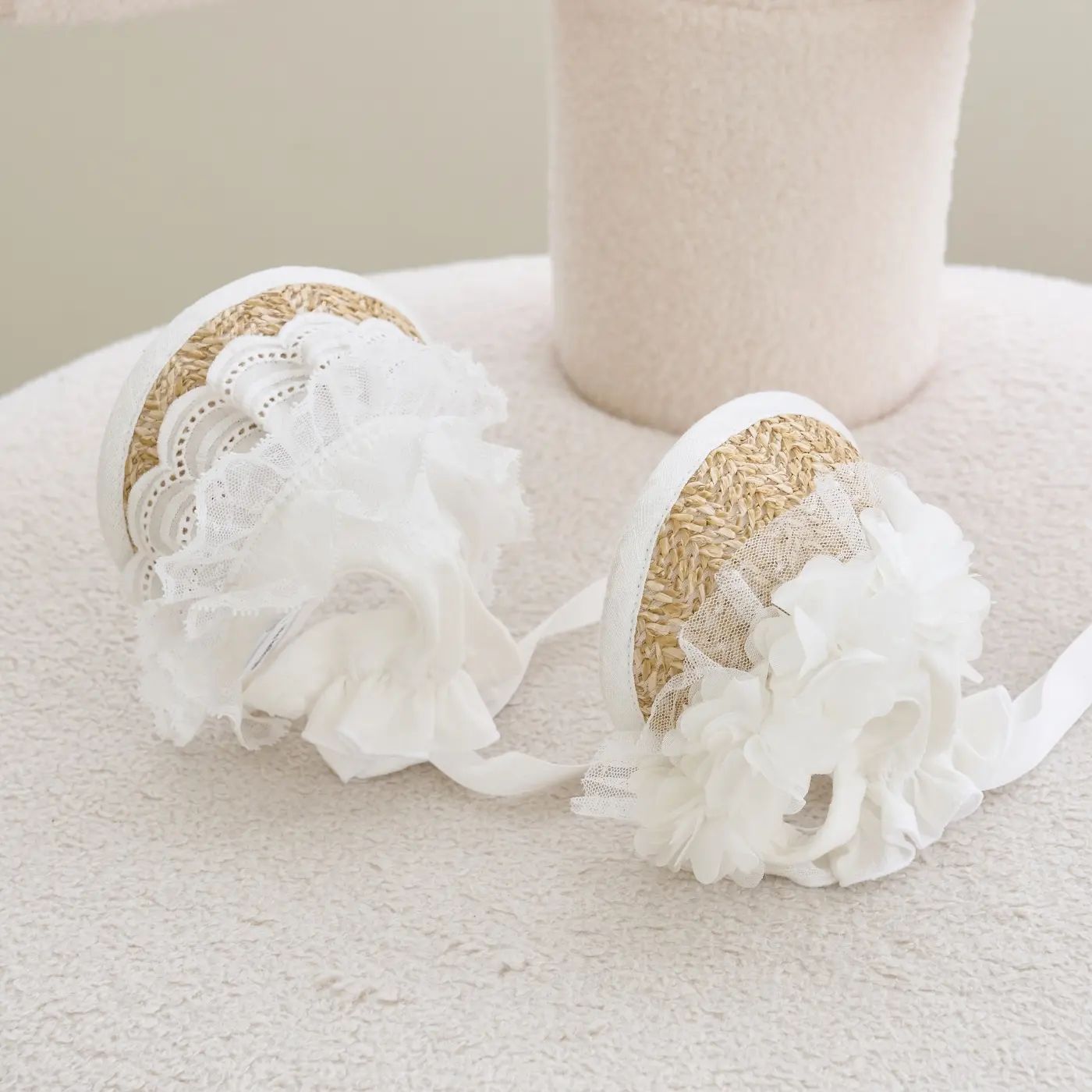 Lace Straw Sun Hat Dog Pet Rope Pig Nose Button Adjustable Hat