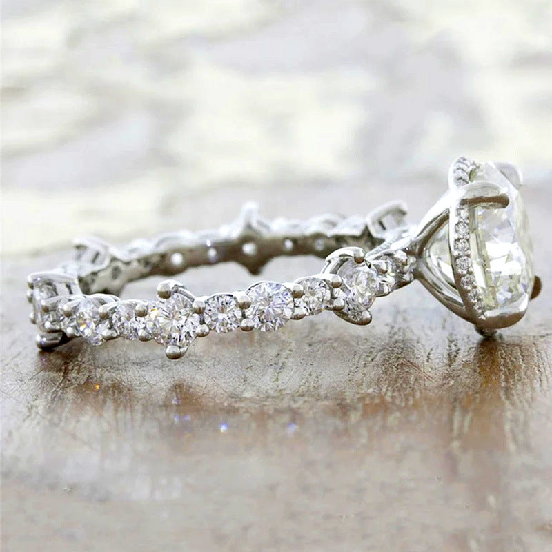 New Women's Shiny Full Rhinestone Zircon Couple Rings