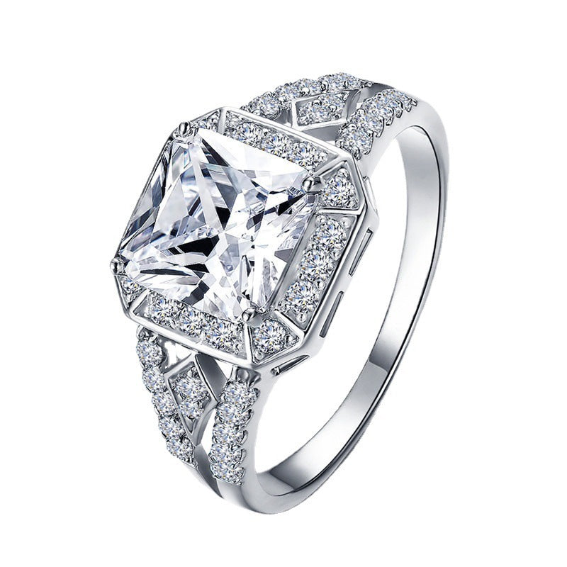 Zircon Ring Women's High-grade Hollow Ornament