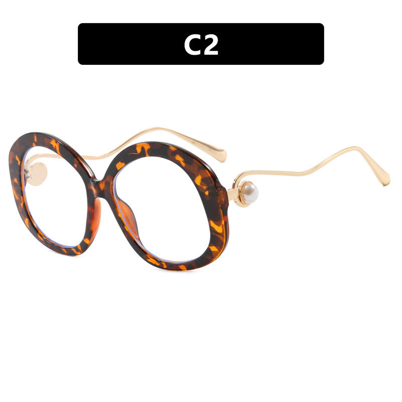 Plain Personality Vintage Pearl Anti-blue Light Glasses