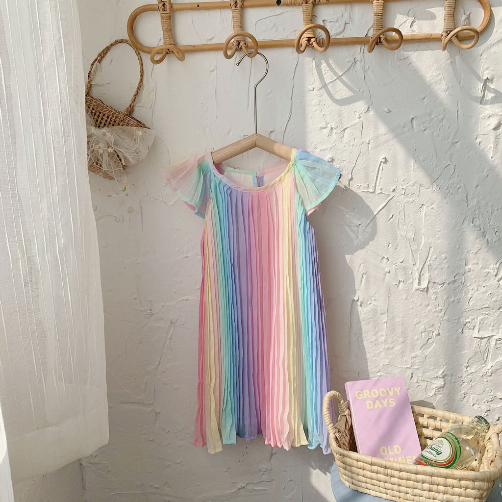 Summer Chiffon Pleated Dress Colorful Princess Skirt
