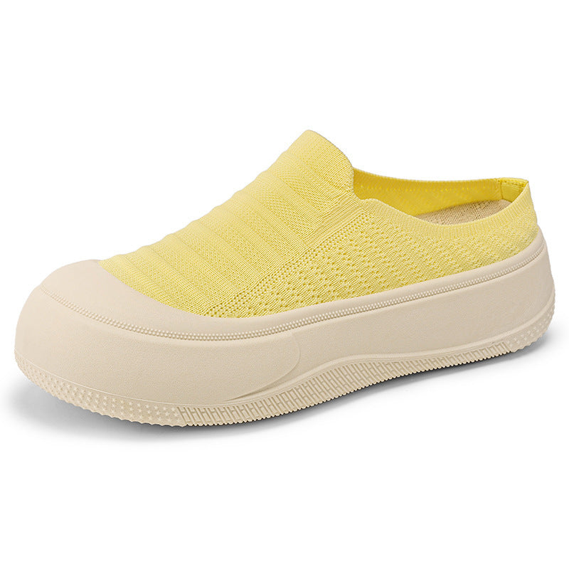 Outer Wear Closed-toe Slippers Solid Color Low Cut Elevator Shoes