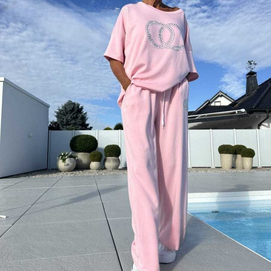 New Women's Casual Fashion Tops Trousers 2 Pieces Suit