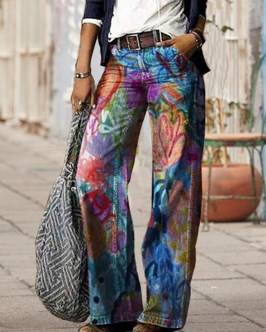 Diagonal Cloth Women's Jeans 3D Pattern Casual Pants