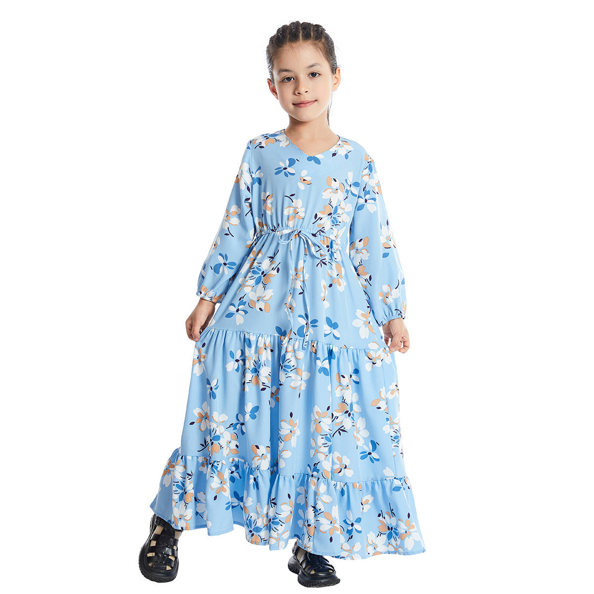 New Hot Sale Long Sleeve Girl Floral Dress