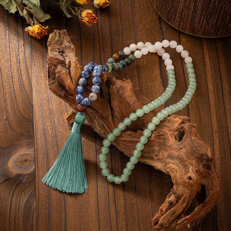 Vintage Tassel Bohemian Style Natural Stone Beaded Long Sweater Chain