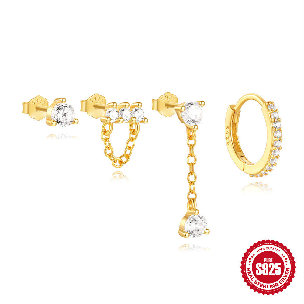 S925 Sterling Silver Cold Style Clover Petal Earrings