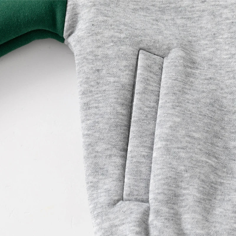 Children Letter Baseball Coat 2025 Autumn Winter Boys Button Thickened Sweatshirt Baby V-neck Color-blocked Coat - EL CHEG