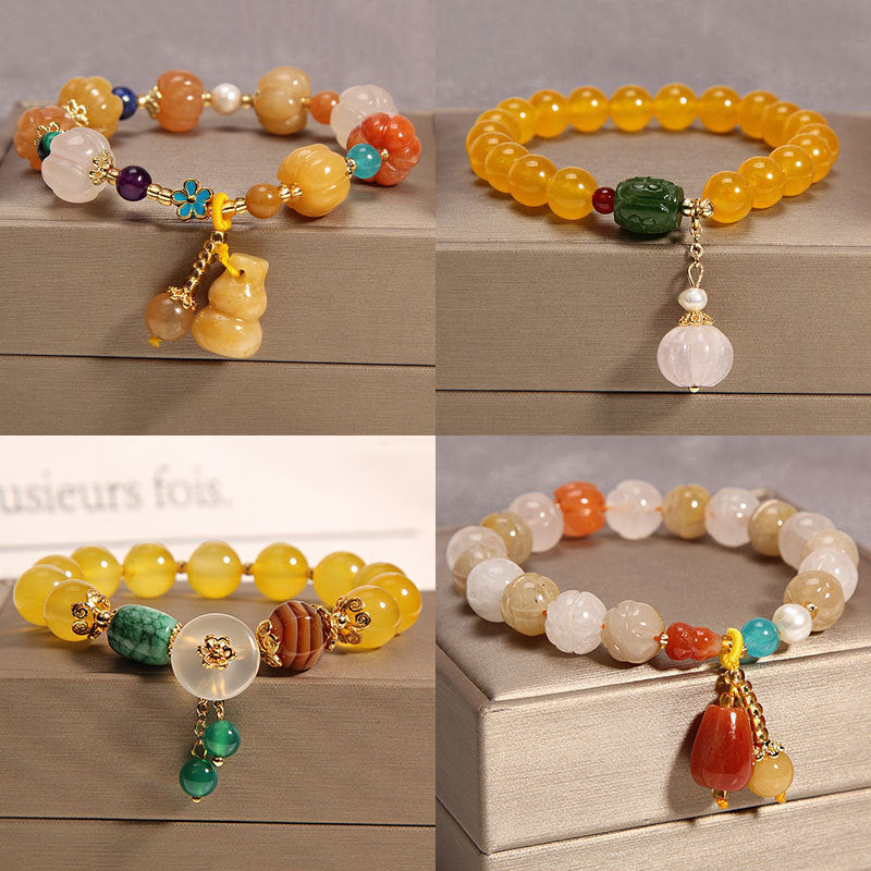 Yellow Agate Crystal Bracelet Female Gold Silk