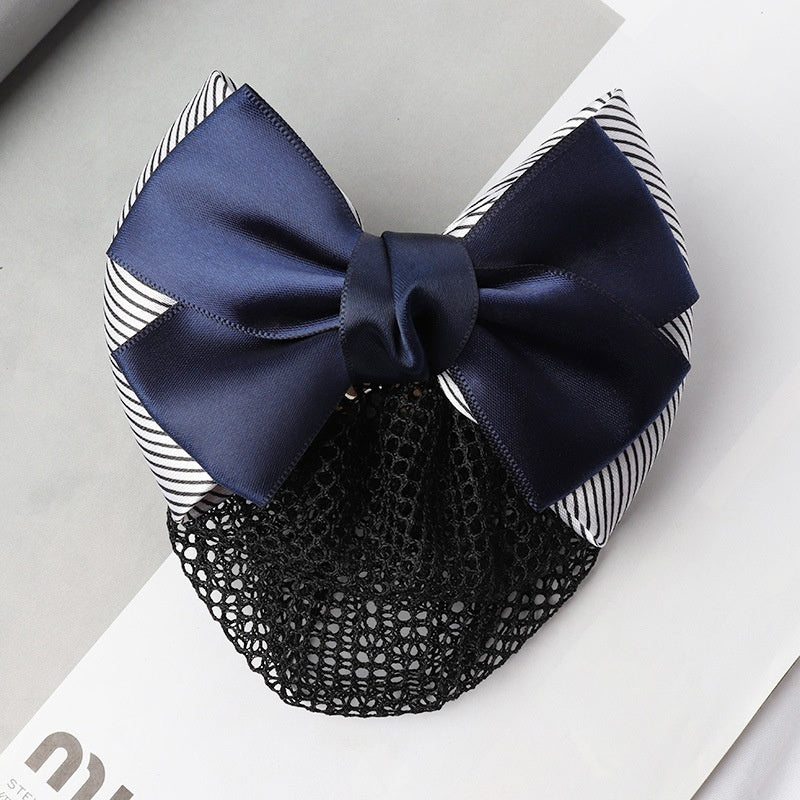 Professional Headdress Flower Bow Net Pocket Worker Work Plate Hair Clip Ornament