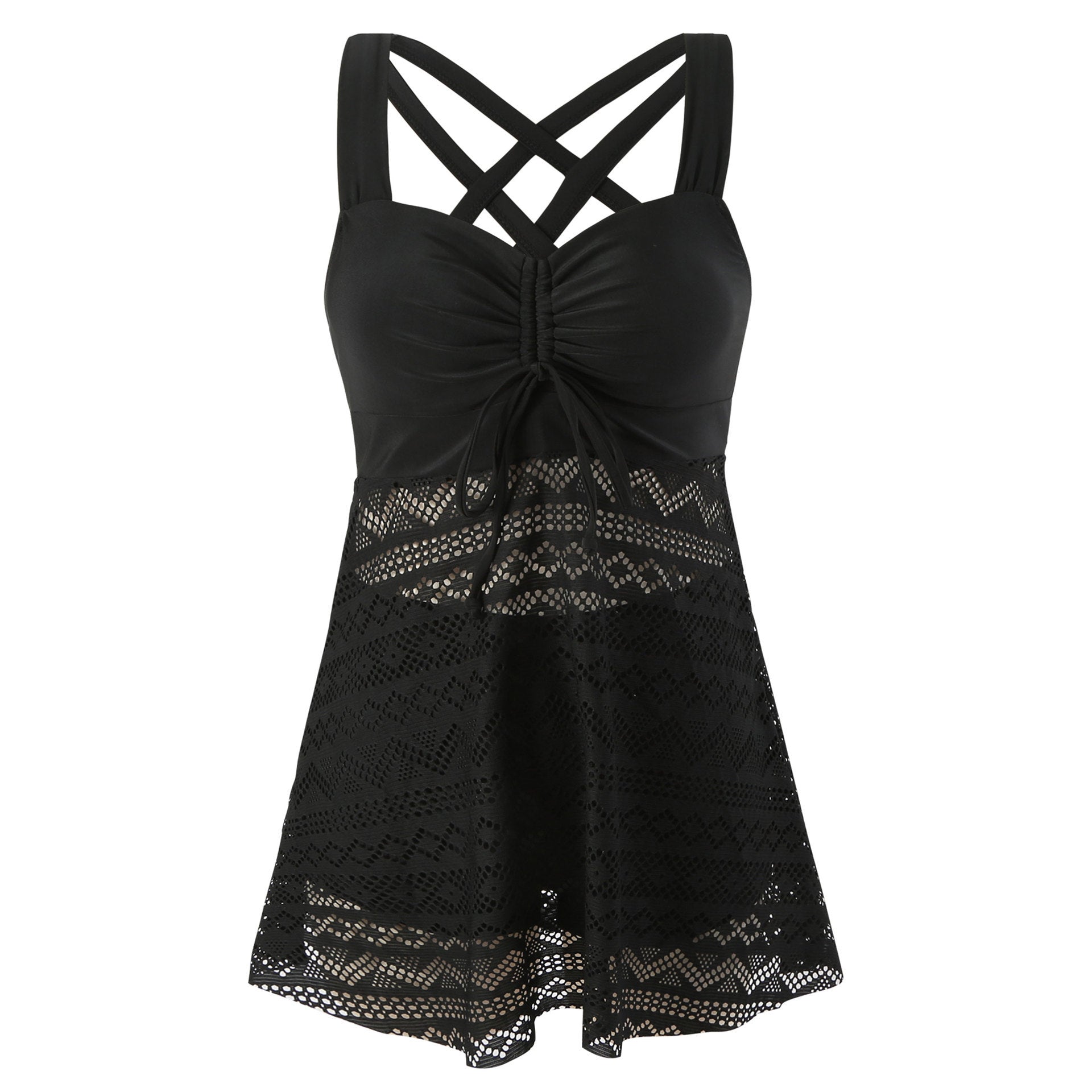 Korean Version Of Solid Color Lace One-piece Swimsuit