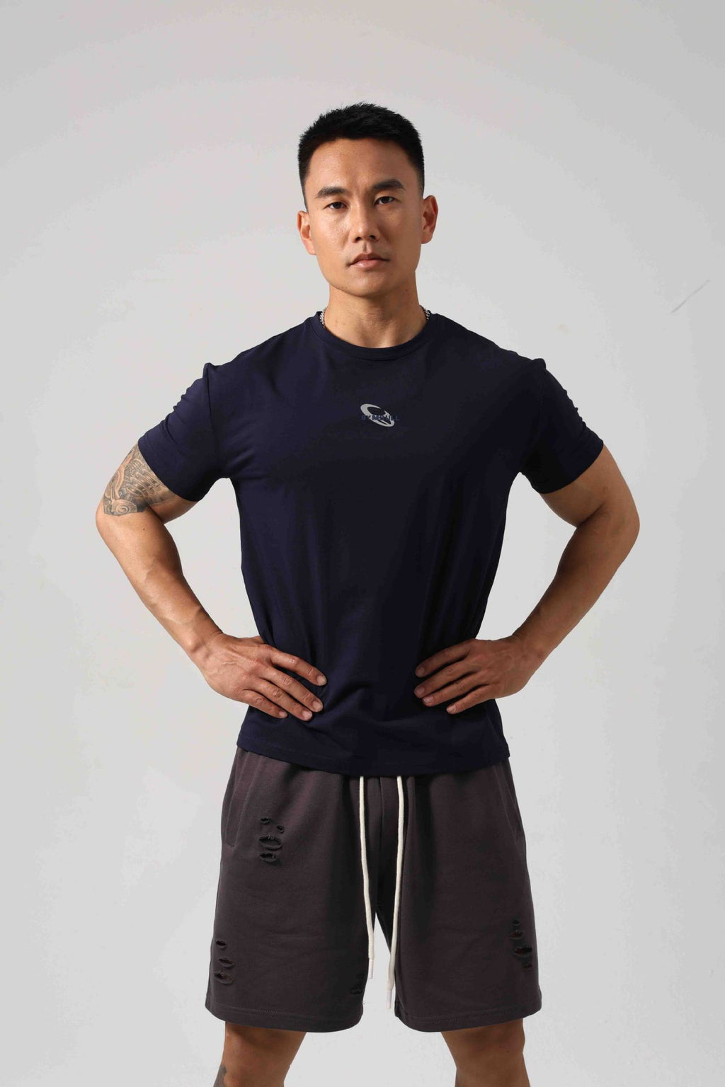 Men's Short Sleeve New Small Neckline Show Muscle Sports Fitness Short Sleeve