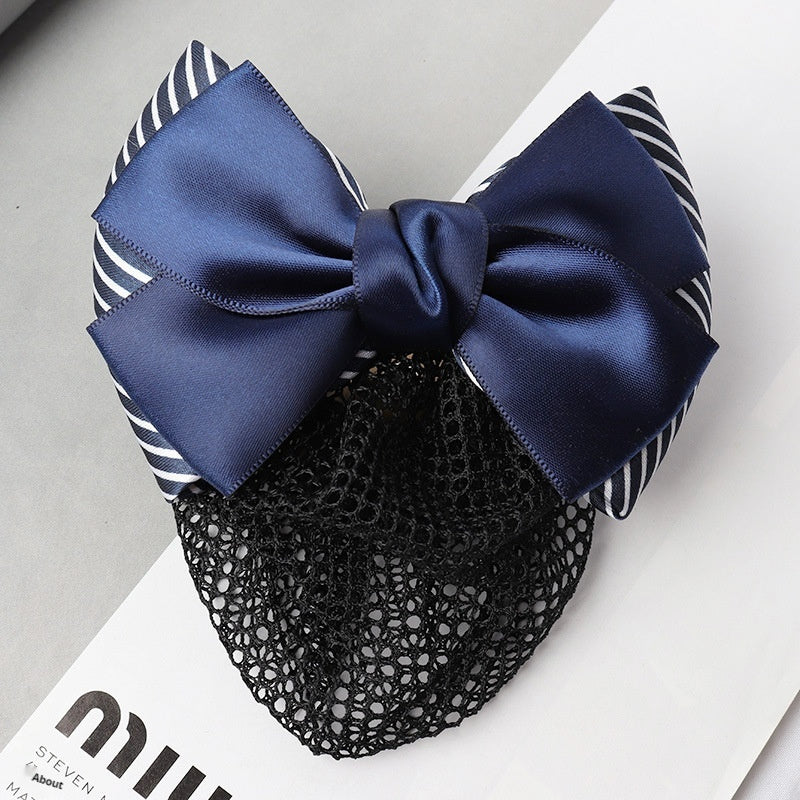 Professional Headdress Flower Bow Net Pocket Worker Work Plate Hair Clip Ornament