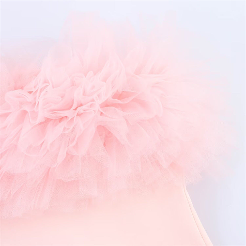 Temperament Slimming Chest Furry Tube Top Dress