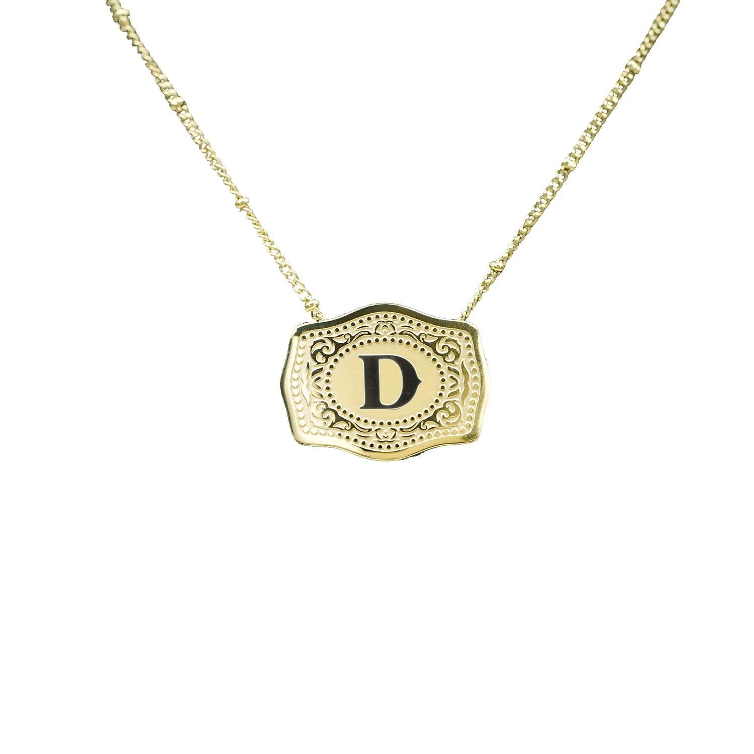 Gold-plated Embossed Slim Chain Adjustable Necklace