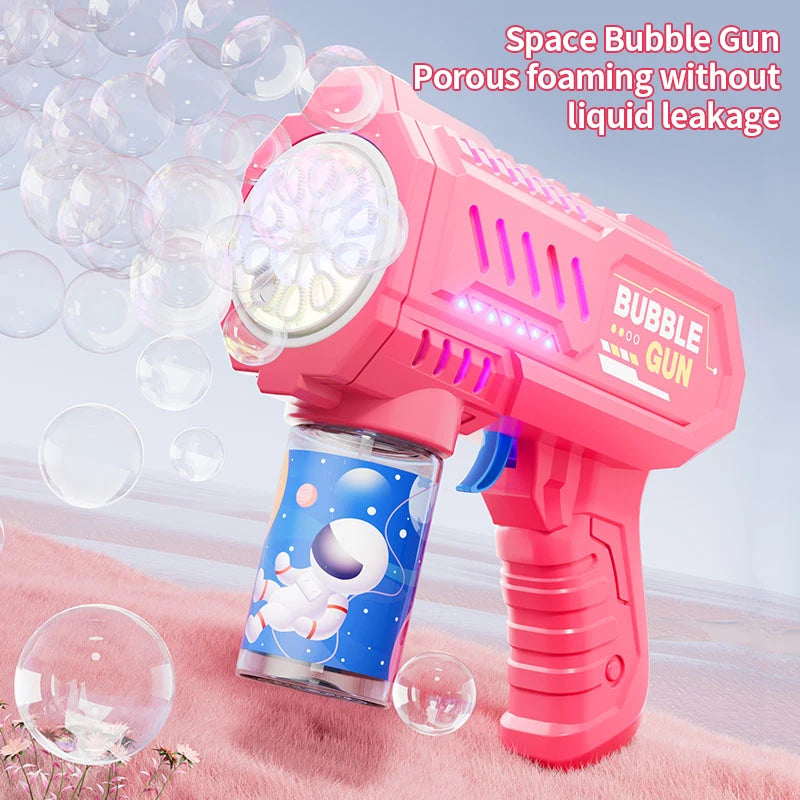 One Pack Of Children's 10 Launcher Handheld Portable Electric Automatic Bubble Gun LED Light For Boys And Girls - EL CHEG