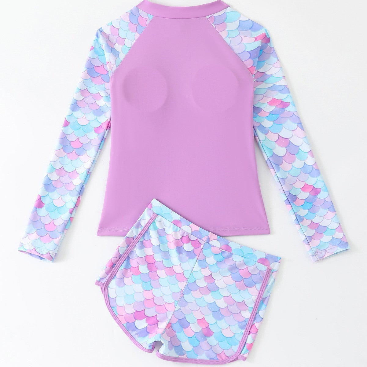 Split Boxer Long Sleeve Zipper Swimsuit With Chest Pad