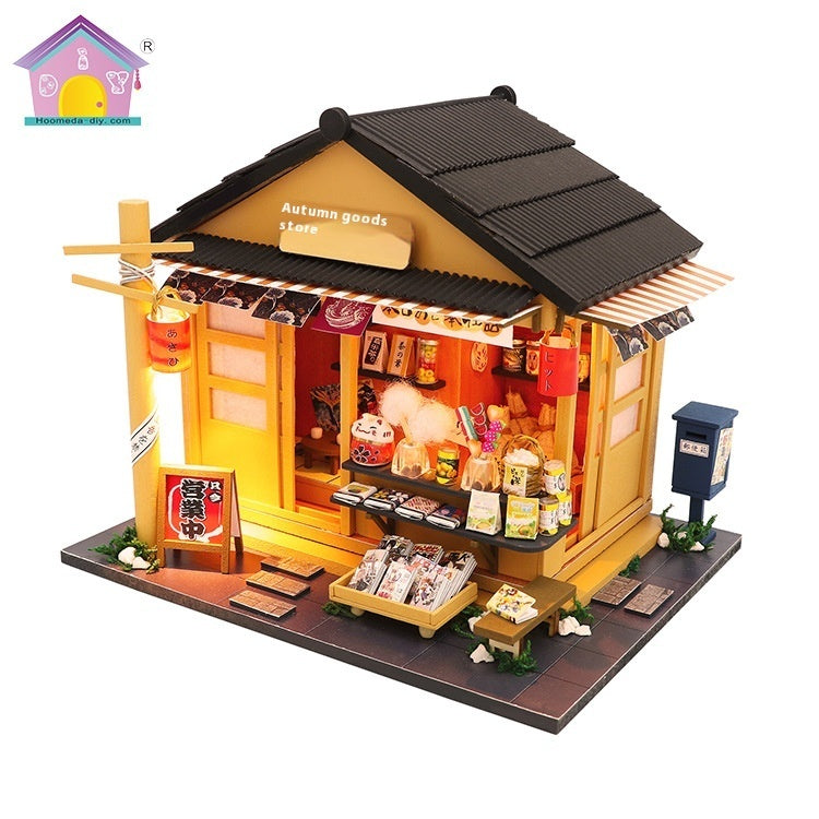 Grocery Store With Lights Home Model Assembly Toys.