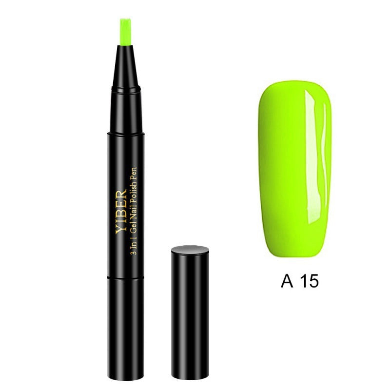 5pcs Nail Polish Pen 3 In 1 One Step Glue Pen Multicolor - EL CHEG