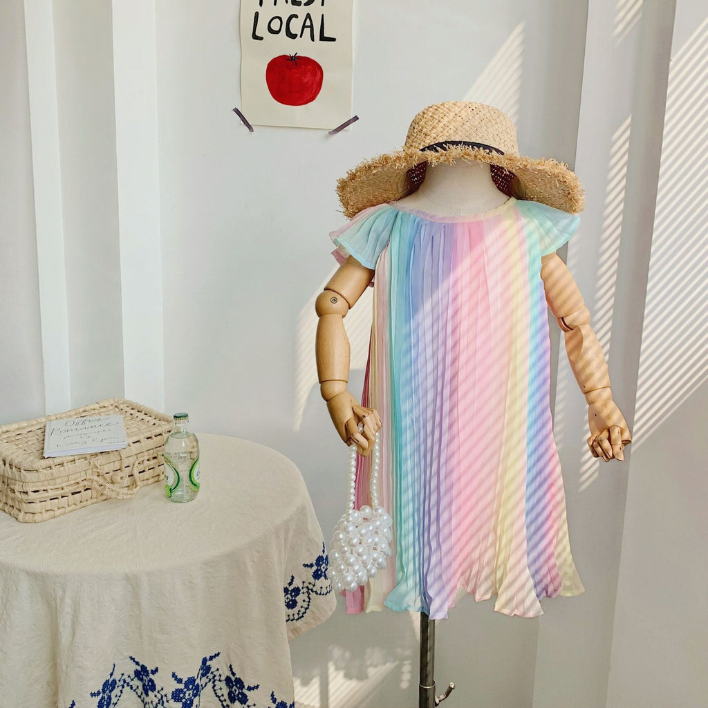 Summer Chiffon Pleated Dress Colorful Princess Skirt
