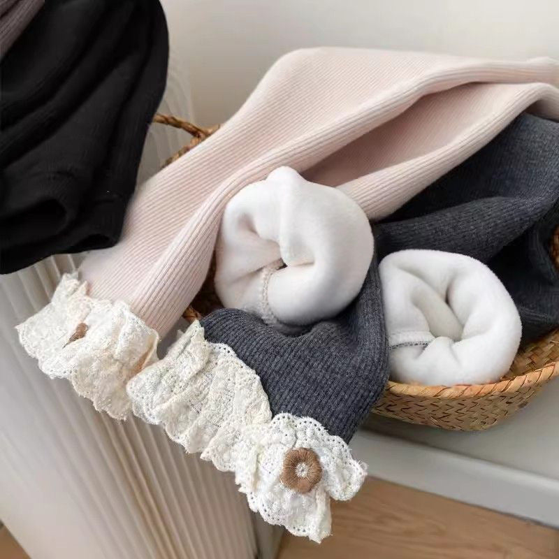 Girls' Velvet Padded Leggings All-matching Warm Pants