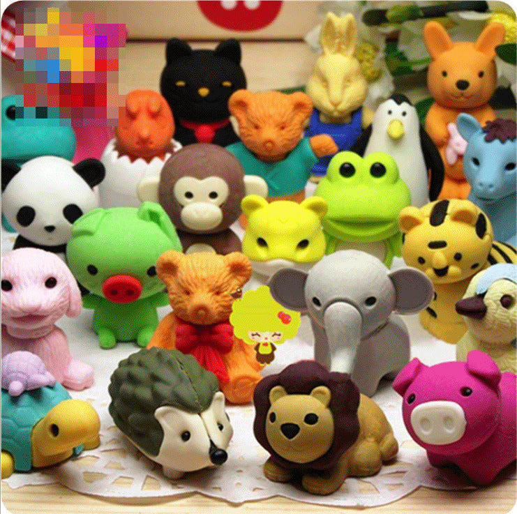 Elementary School Student Three-dimensional Animal Cartoon Cute Stationery Modeling Ordinary Child Eraser.