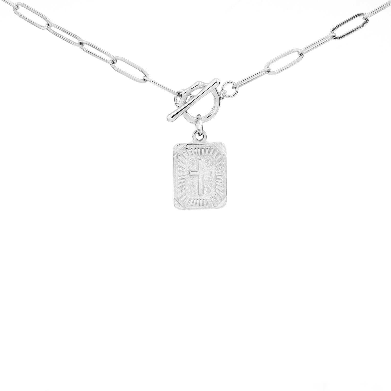 Golden Clip OT Buckle Cross Tag Stainless Steel Chain Necklace