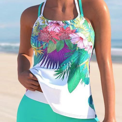 Ladies New Large Flower Split Women's Swimsuit