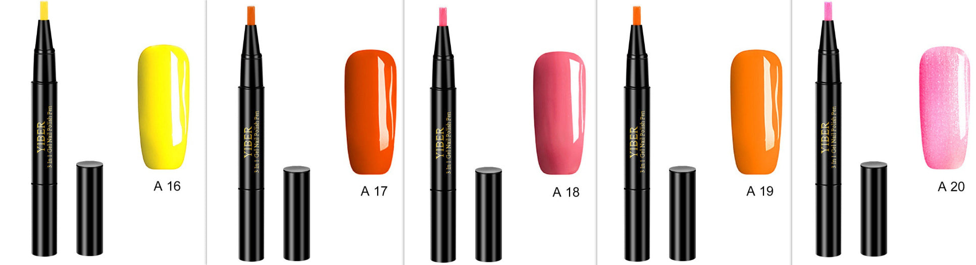 5pcs Nail Polish Pen 3 In 1 One Step Glue Pen Multicolor - EL CHEG