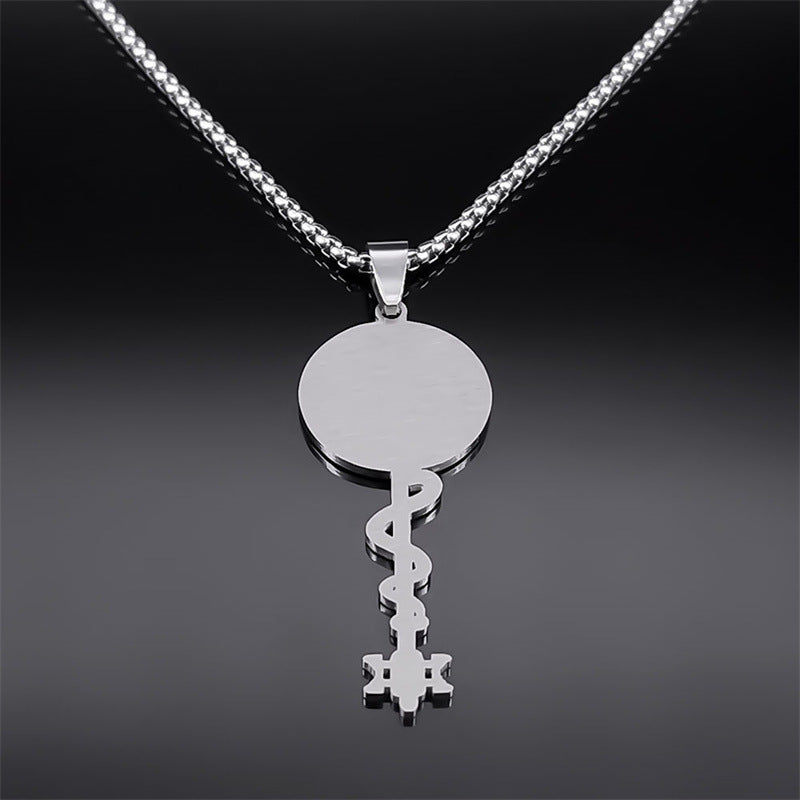 Stainless Steel Witch Haikate Wheel Pendant Necklace