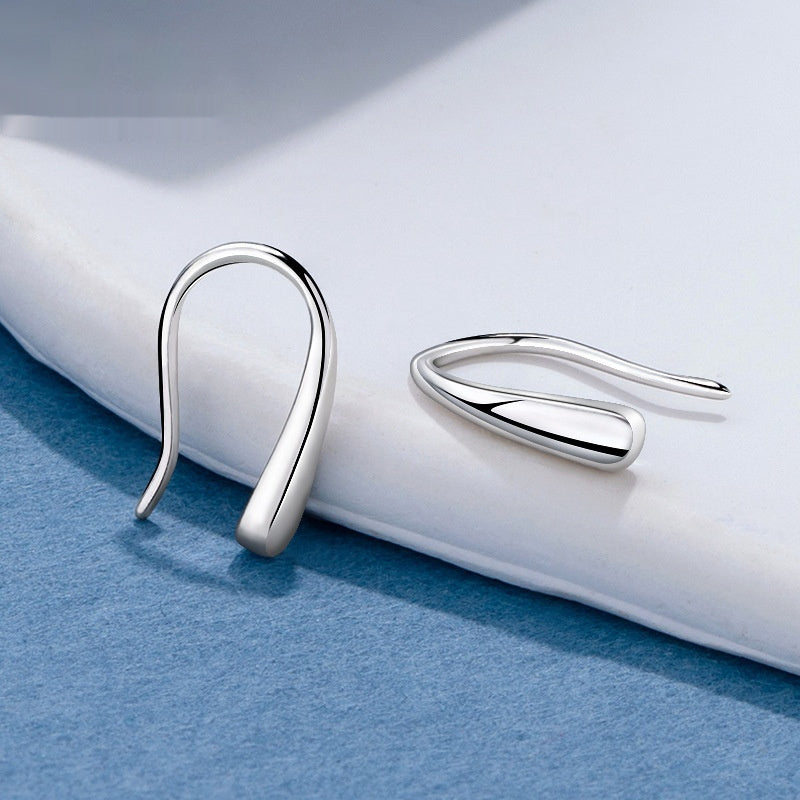 Silver Water Drop Ear Hook Female Simple Cold Style